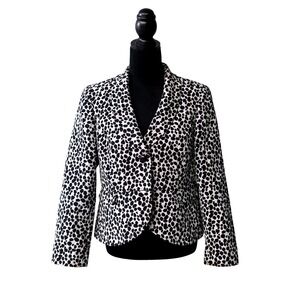 Kasper Black and White Print Blazer Jacket Women's Size 12p A3